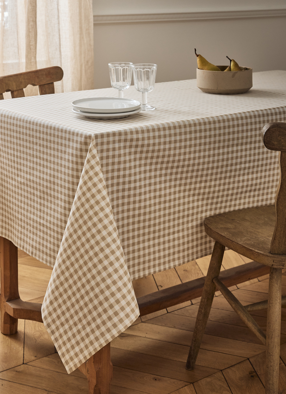 NAPPE EN COTON ENDUITE IMPRIM&Eacute; VICHY