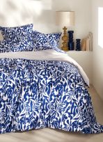 HOUSSE DE COUETTE EN PERCALE IMPRIM&Eacute;E FEUILLAGE