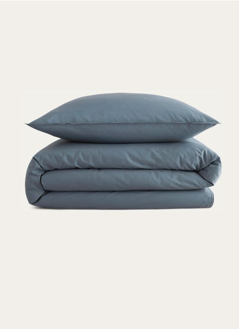 HOUSSE DE COUETTE UNIE EN COTON LAV&Eacute; BIO