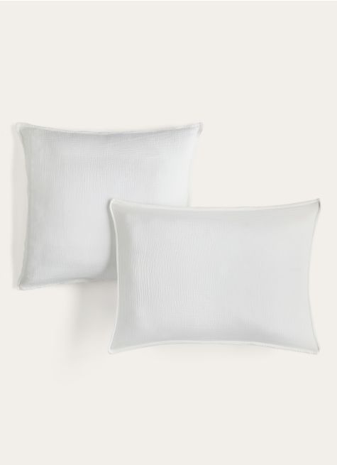 LOT DE 2 TAIES D'OREILLER DOUBLE GAZE DE COTON