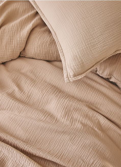 LOT DE 2 TAIES D'OREILLER DOUBLE GAZE DE COTON