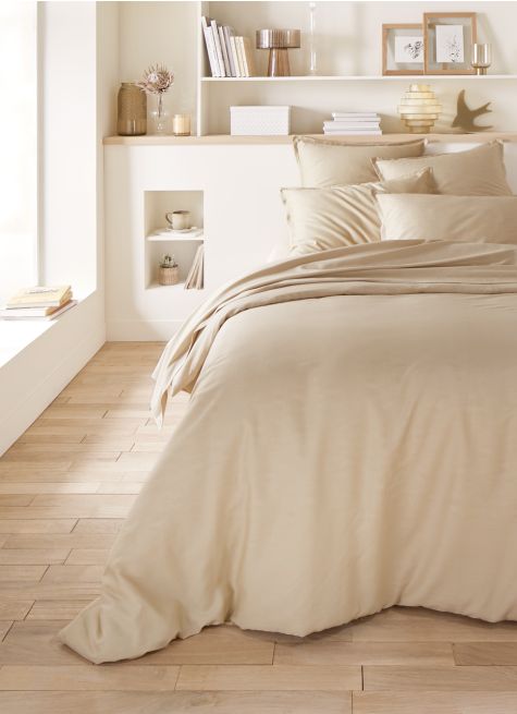 HOUSSE DE COUETTE EN SATIN DE COTON PEIGN&Eacute; UNI
