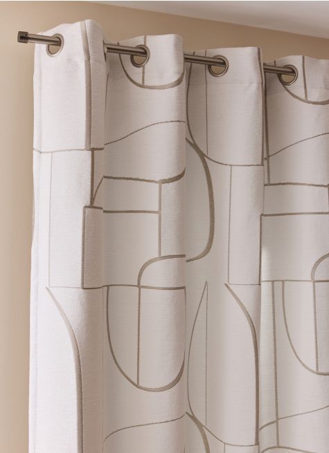 RIDEAU JACQUARD À MOTIF GÉOMÉTRIQUE CONTRASTÉ