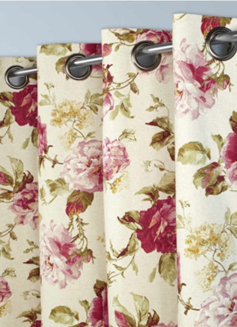 RIDEAU EN COTON ET LIN &Agrave; MOTIFS FLEURS