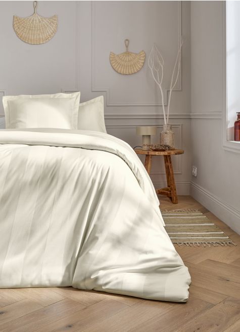 HOUSSE DE COUETTE RAY&Eacute;E EN SATIN DE COTON