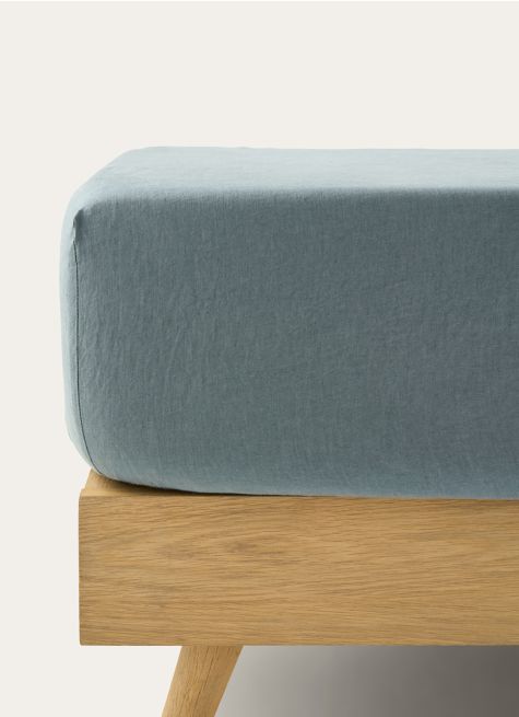 DRAP HOUSSE EN LIN LAV&Eacute; UNI 165GR